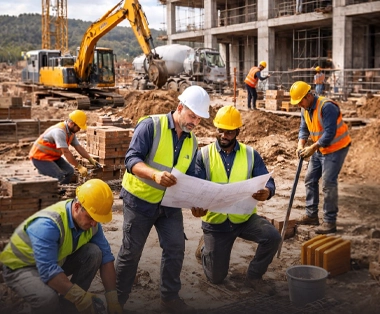 Square Arabia site engineers reviewing a project